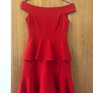 Eliza J red off the shoulder dress 0 petite